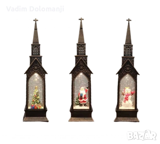 Вълшебна коледна кула с LED светлини и падащи снежинки