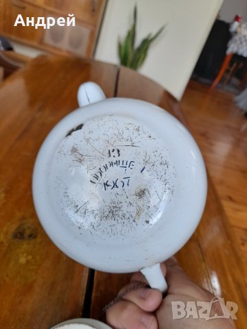 Стар емайлиран чайник #25, снимка 6 - Антикварни и старинни предмети - 36792401