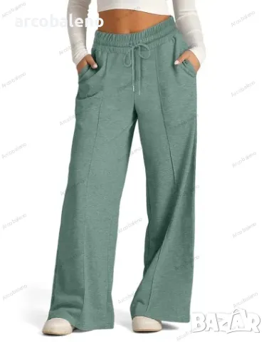 Дамски едноцветни модни широки ежедневни панталони с талия, 11цвята , снимка 5 - Панталони - 47305219