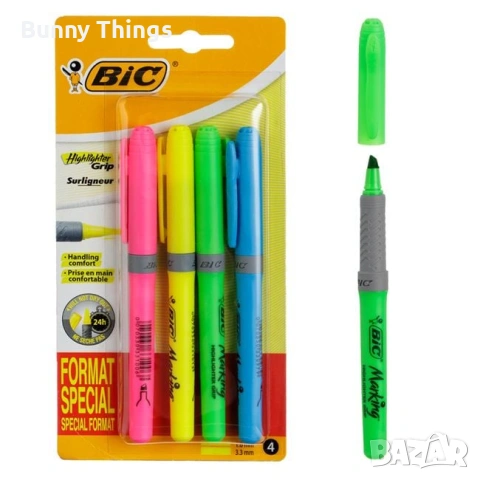 Маркери за подчертаване в 4 цвята BIC - 4 бр.