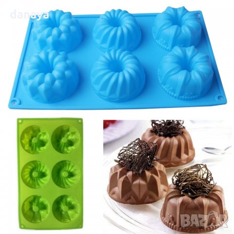 424 Силиконова форма за мъфини кексчета с 6 гнезда