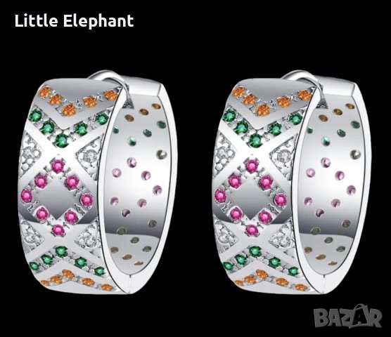 Сребърни висящи обеци Дизайнерски модел,халки,coloured/нови