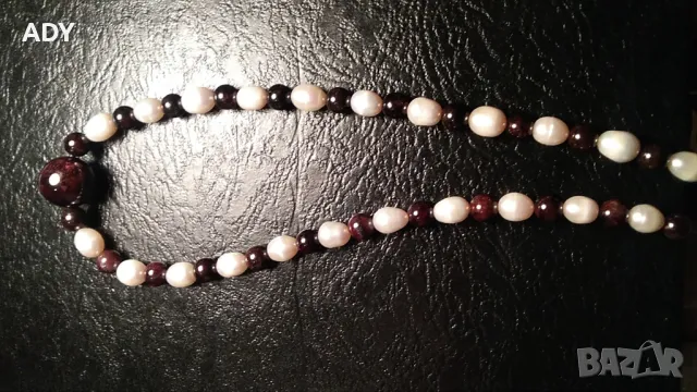 ЕСТЕСТВЕНИ ГРАНАТИ +  ПЕРЛИ - КОЛИЕ / ГЕРДАН, снимка 3 - Колиета, медальони, синджири - 47875019