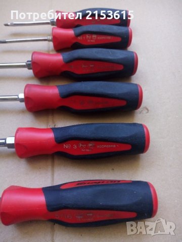 snap on 6 броя качествени отвертки Soft Grip червени-черни комплект оригинални , снимка 7 - Отвертки - 43562997