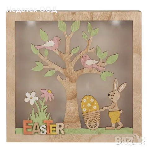 Великденска дървена украса, 3 LED, 22x4x22см, снимка 2 - Декорация за дома - 48858633