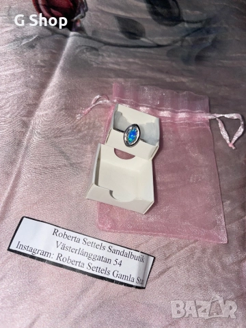 Сребърен пръстен Син опал Австралия, снимка 2 - Пръстени - 52901974