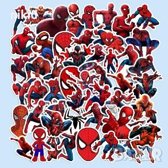 50 бр Спайдърмен spiderman самозалепващи лепенки стикери за украса декор, снимка 5 - Други - 27215706