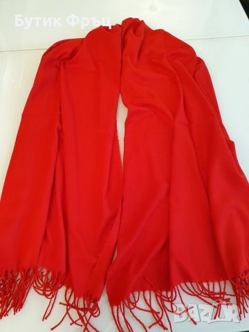 Кашмирен шал -червен, снимка 2 - Шалове - 38510178