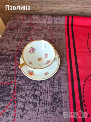 Малка порцеланова винтидж чаша и подложна чиния, снимка 5 - Чаши - 51772429