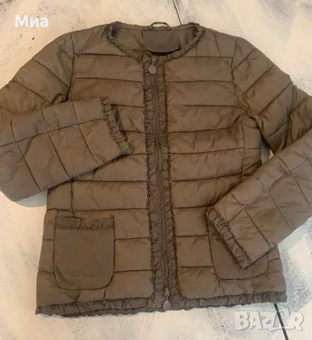 Дамско яке цвят каки с къдрички