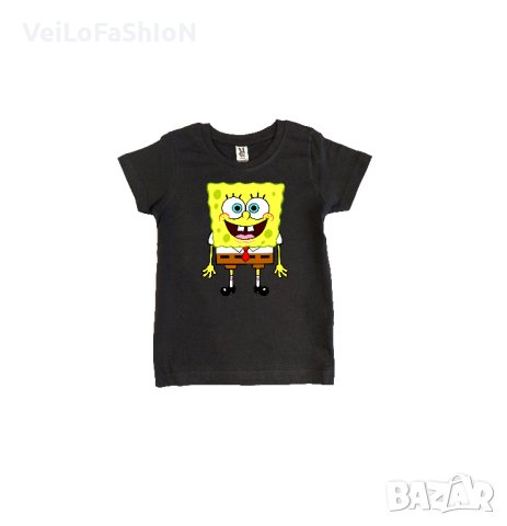 Нова детска тениска в черен цвят със Спондж боб (SpongeBob), снимка 5 - Детски тениски и потници - 43835189
