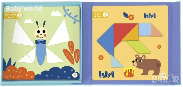 Детска игра Tooky Toy - Магнитен танграм, снимка 4 - Образователни игри - 47643395