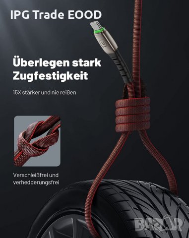 3.1A QC USB Type C кабел 0.5 , 1 и 2 метра с подсветка бързо зареждане, снимка 3 - USB кабели - 37063473