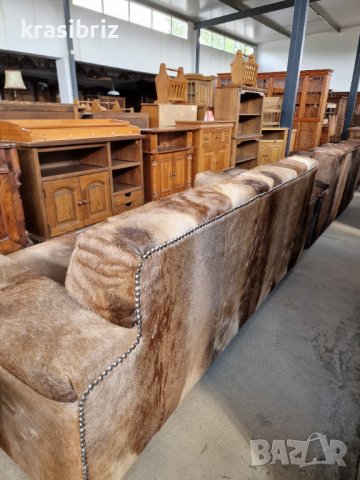 НОВИ ! УНИКАТ! Дивани Естествена Кожа с косъм Елен внос от Германия , снимка 11 - Дивани и мека мебел - 37674650