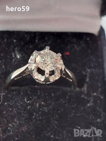 Златен 750 проба дамски пръстен с брилянт 0.9 карата диамант, снимка 9 - Пръстени - 35474173