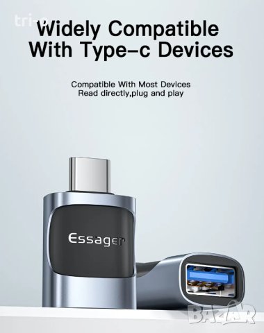 Essager комплект преходници OTG Type C към USB, Micro USB към Type C и OTG USB към Type C, снимка 9 - USB кабели - 43786861