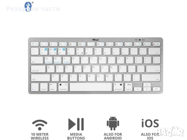 Клавиатура TRUST Nado Wireless Bluetooth , снимка 2 - Клавиатури и мишки - 32965409