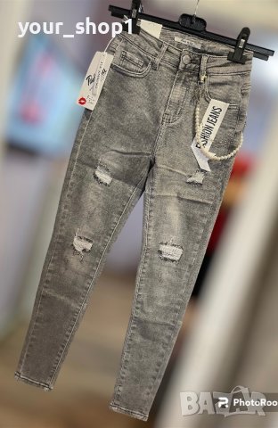 Дамски дънки слим модел сиви , снимка 1