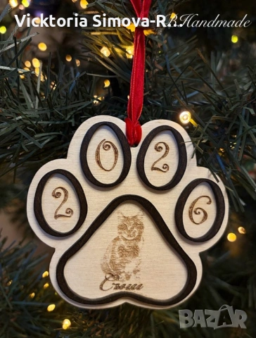 Персонализирани, дървени орнаменти за елха за кучета и котки, снимка 2 - Декорация за дома - 52678178