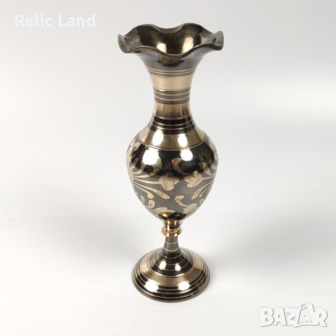 Ваза месинг флорал, снимка 3 - Антикварни и старинни предмети - 43861795