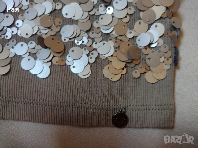 Елегантен потник с ламе в цвят каки AX Armani Exchange ,, снимка 5 - Потници - 50705712