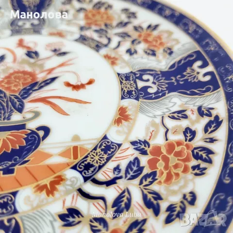 Декоративна колекционерска порцеланова чиния Eiwa Kinsei 栄和謹製, в стил Imari., снимка 7 - Други ценни предмети - 50015177