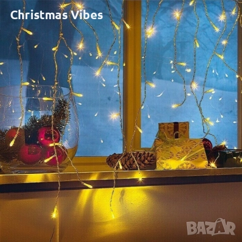 Коледна LED светлинна завеса, 100% водо и влаго защитена, Дължина: 3метра, снимка 5 - Лед осветление - 52091817