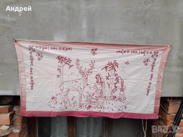 Старинен бродиран ковьор,покривка за стена #115