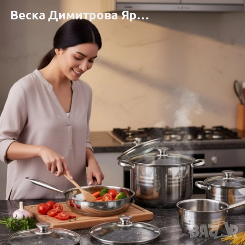 Комплект съдове от неръждаема стомана – 12 части - Готви като професионалист у дома, снимка 5 - Съдове за готвене - 52362148