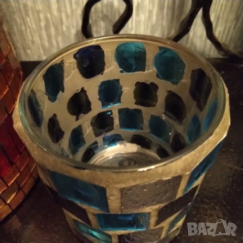 намаление Свещник  Арт Деко стил "тифани" цветен кристал , снимка 3 - Декорация за дома - 38015559