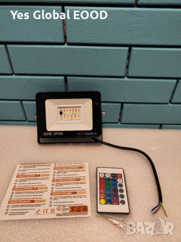 RIGIDON RGB LED Прожектор 30W с Дистанционно, IP66 Водоустойчив, снимка 1