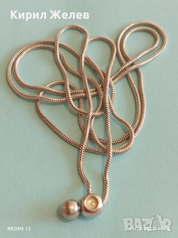 Сребърна верижка тип змийска кожа винтидж бижу елегантен дизайн 52434