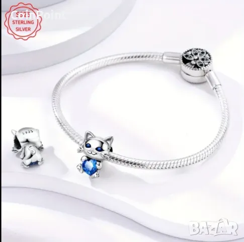 Сребърен талисман коте, снимка 2 - Колиета, медальони, синджири - 49229530