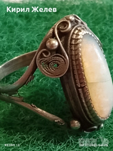 Сребърен пръстен филигранна изработка с камък ОПАЛ майсторска ръчна изработка 31616, снимка 4 - Пръстени - 52854371