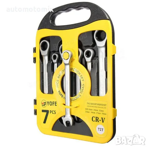 Ключ гаечен с тресчотка 8-19мм 7БР.КОМПЛЕКТ - 2441