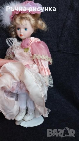 Ретро  порцеланова кукла на стойка ,винтидж 30см, снимка 3 - Антикварни и старинни предмети - 43119948