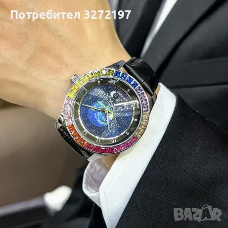 AOKULASIC-Дизайнерски Автоматичен,механичен часовник с въртящ се циферблат,водоустойчив, снимка 10 - Мъжки - 41684075