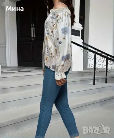 Блуза с дълъг ръкав с флорален принт, снимка 2 - Блузи с дълъг ръкав и пуловери - 47273907