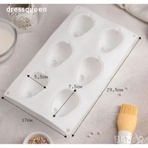 4310 3D силиконова форма на зайчета и 6 гнезда, снимка 2 - Форми - 48905585