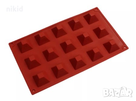 15 скосени пирамиди тоблерон силиконов молд форма шоколад гипс сапун бонбони сладки кексчета и др, снимка 1 - Форми - 33502465