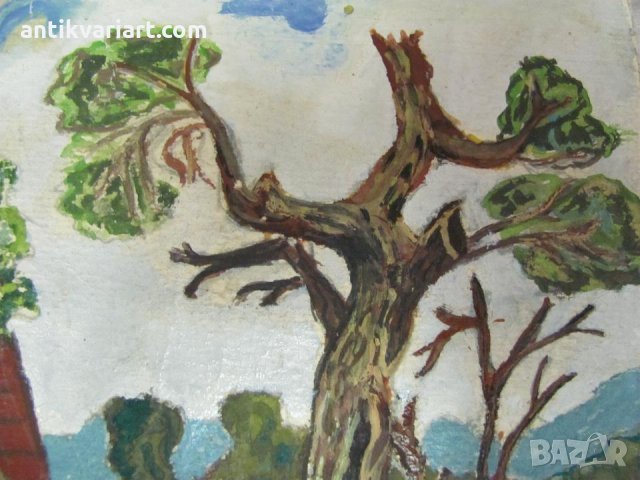 Антикварна Картина масло върху картон, снимка 5 - Картини - 26256021