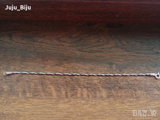 Сребърна гривна дължина около 18см може да се направи с дължина по Ваш избор, снимка 2 - Гривни - 33642646