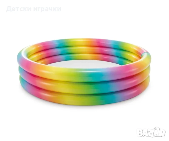 Детски надуваем басейн Intex, среден, 147 x 33 см, 330 литра, PVC, Rainbow Ombre, снимка 3 - Басейни и аксесоари - 50814626