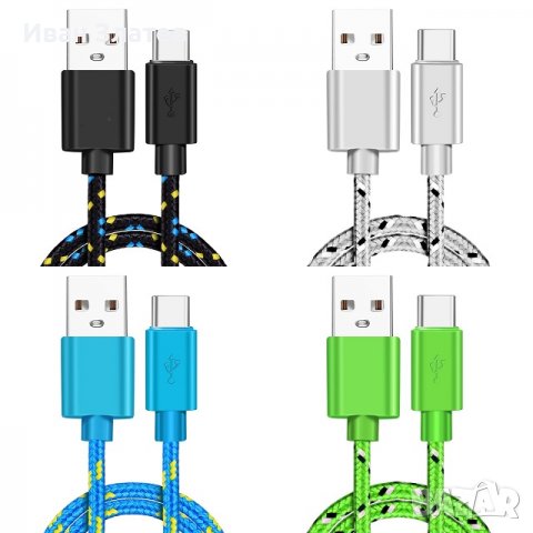 3A USB type C (USB-C) кабел за зареждане и пренос на данни - 1 м., снимка 1 - USB кабели - 37953668