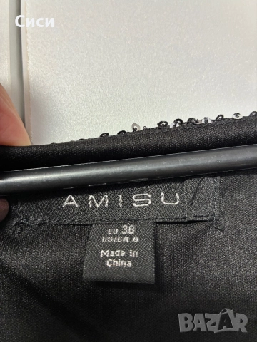 Черна паетена рокля, снимка 3 - Рокли - 52902592