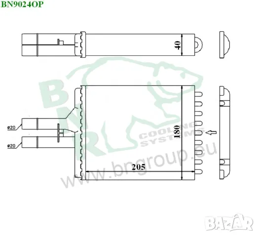 Радиатор парно BNR за OPEL BN9024, снимка 5 - Части - 14469131