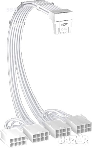 1stPlayer удължителен кабел Sleeved Modding Cable White - 4 x PCIe 8-pin to 12VHPWR - FM4-B-WH, снимка 3 - Кабели и адаптери - 43468728