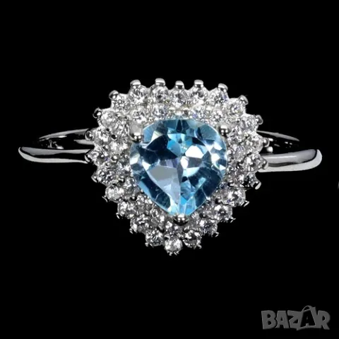 925 сребърен пръстен с топаз 6мм, подходящ за подарък, снимка 1