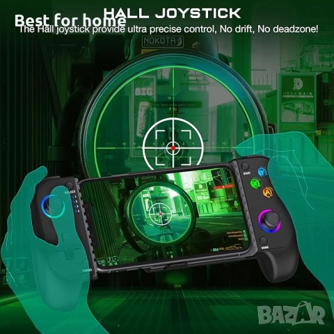 HASACOOL Мобилен геймърски контролер за Android/iPhone, RGB Light Hall Effect Joystick, снимка 5 - Аксесоари - 51856480