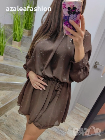 Рокля с бляскави частички , снимка 2 - Рокли - 52704728